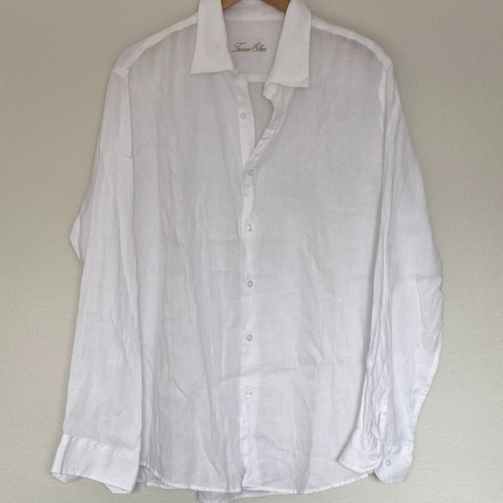 Tasso Elba white linen shirt
